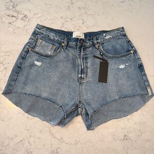 NWT- One Teaspoon Women’s Truckers Mid Waist Relaxed Denim Shorts- Denim Blue 34